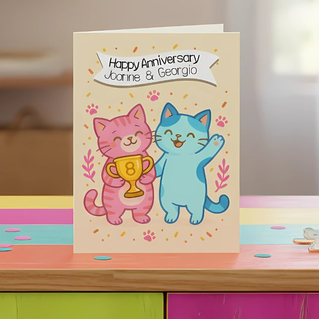 Cartão Casamento de Aniversário da Cats de Corte 8 (Criador carregado)