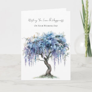 Cartão Casamento de Árvore Florindo Roxo Romântico