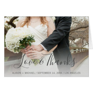 Cartão Casamento de colagem de fotos de Obrigados e amor 