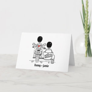 Cartão Casamento de Dois Noivos em Moto e Sidecar