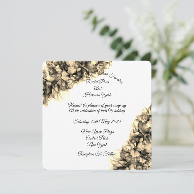 Cartão Casamento de Elegante Natural Abstrato moderno (Em pé/Frente)