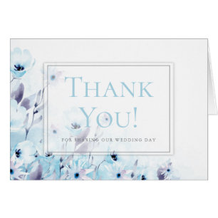 Cartão Casamento de Flor de Anêmona Azul Sky