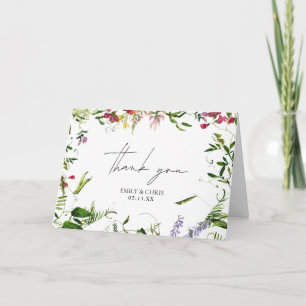Cartão Casamento de Flor Selvagem Moderno de Verão Obrig