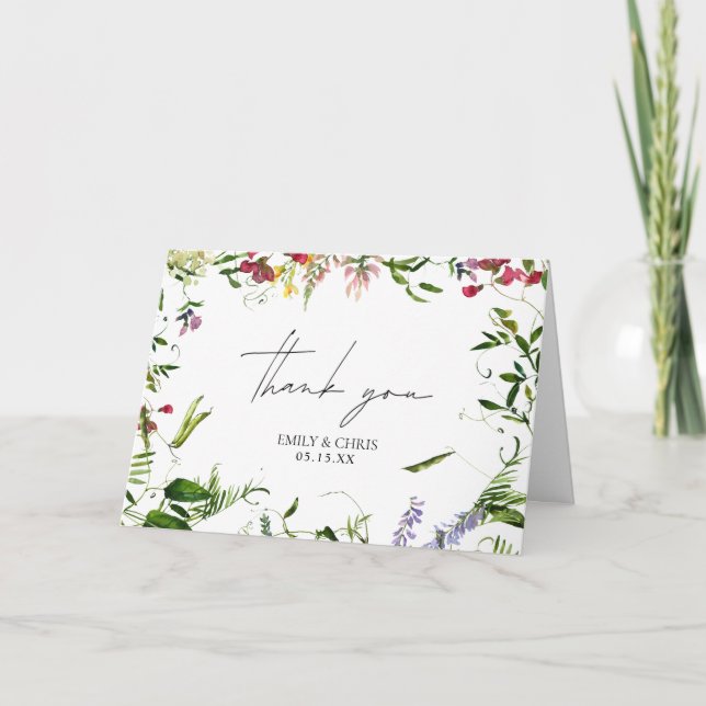 Cartão Casamento de Flor Selvagem Moderno de Verão Obriga (Frente)