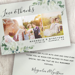 Cartão Casamento de Foto de Sage Green Eucalyptus Obrigad