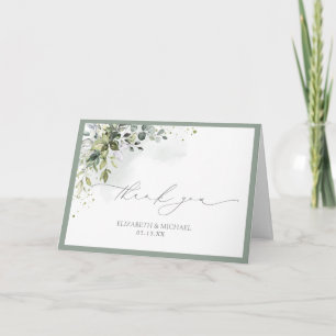 Cartão Casamento De Foto Floral Do Elegante Greenery Bot