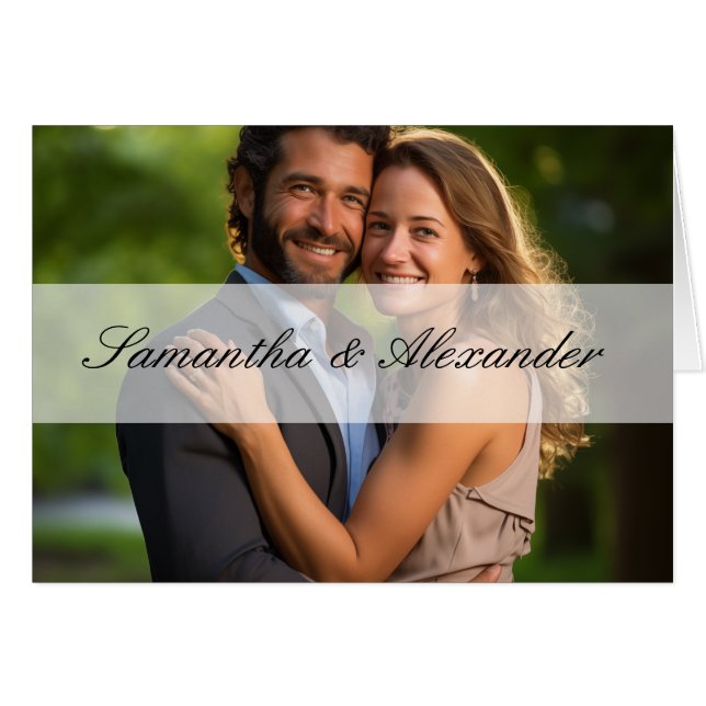 Cartão Casamento de Fotografias de Sheer Overlay Elegante (Frente Horizontal)