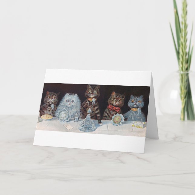 Cartão Casamento de Gato, Casamento, Noiva, Louis Wain (Frente)