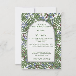 Cartão Casamento de Gravura Botânica Vintage Clássica