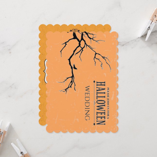 Cartão Casamento de Halloween Assombrado (Frente/Verso In Situ)