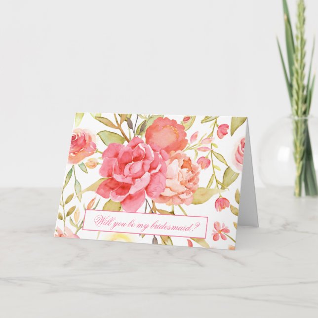 Cartão Casamento De Jardim De Aquarela Você Será Minha Br (Frente)