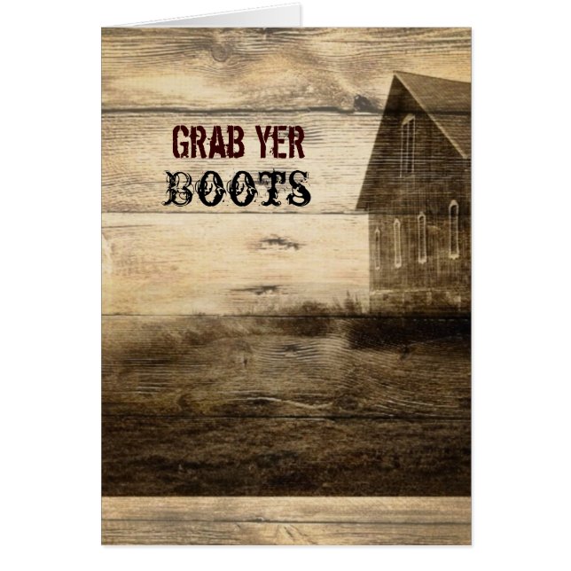 Cartão Casamento de madeira do celeiro do celeiro rústico (Frente)