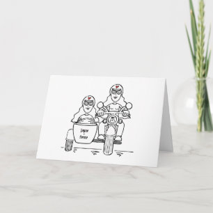 Cartão Casamento de Moto e Sidecar das Duas Noivas