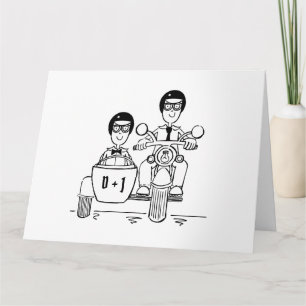 Cartão Casamento de motocicleta personalizado de dois gru