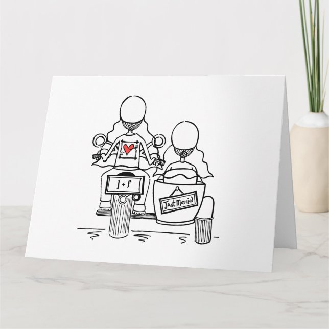 Cartão Casamento de motocicleta personalizado de duas noi (Frente)