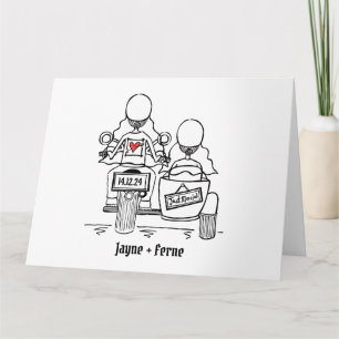 Cartão Casamento de Motomoto e Sidecar Personalizado 2 Ma
