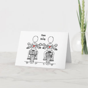 Cartão Casamento de motoqueira com duas noivas