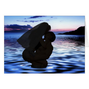 Cartão Casamento de praia, beijando o casal da lua de mel