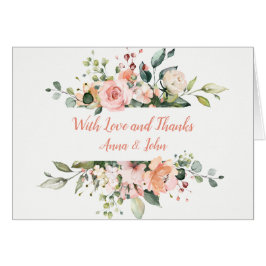 Cartão Casamento de Quadro Floral Branco Rosa Pêssegado O