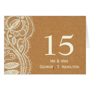 Cartão Casamento de rendas e papel Kraft