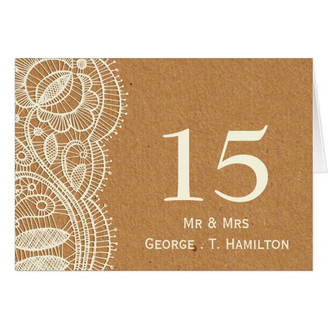 Cartão Casamento de rendas e papel Kraft (Frente horizontal)