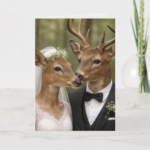 Cartão Casamento de Veado e Corça na Floresta