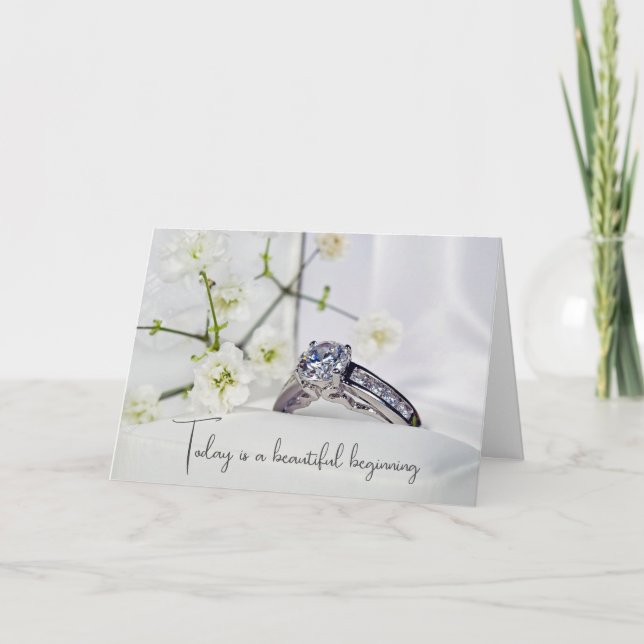 Cartão Casamento Diamante e Flores (Frente)