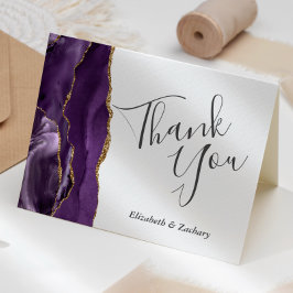 Cartão Casamento Dourado de Agata Roxo Obrigado