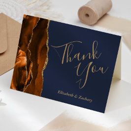 Cartão Casamento Dourado de Marinho de Agata Laranja Quei