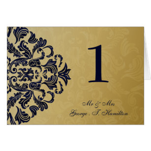 Cartão Casamento Dourado do Marinho de Filigree Elegante