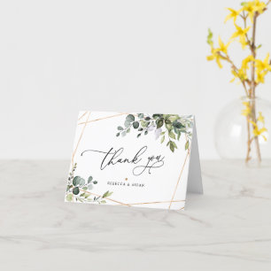 Cartão Casamento Dourado Elegante Eucalyptus Greenery
