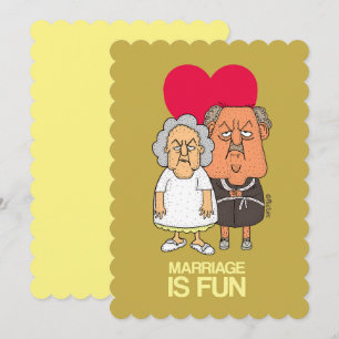 Cartão Casamento é divertido - desenho animado e velho ca