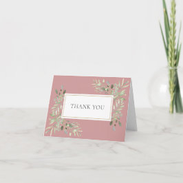 Cartão Casamento Elegante com Rosa Poeirenta e Verdura