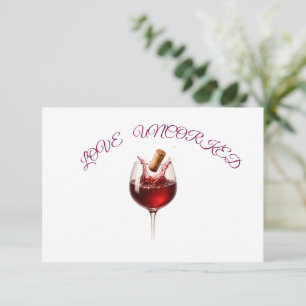 Cartão Casamento Elegante  Taça de Vinho Festa 