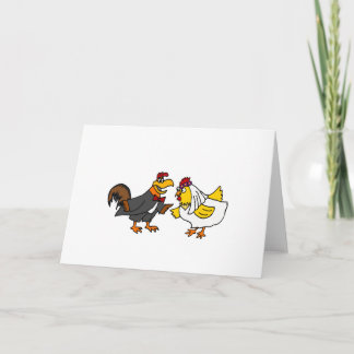 Cartão Casamento engraçado do noivo da noiva e do galo da