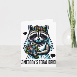 Cartão Casamento Feral da Noiva Cute Raccoon Engraçado