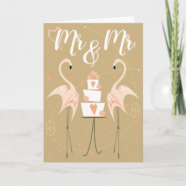 Cartão Casamento Flamingo Sr & Sra Texto (Frente)