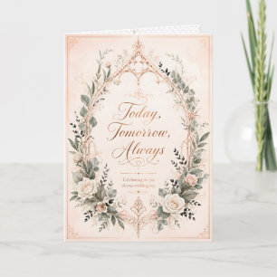 Cartão Casamento Floral Elegante Hoje Amanhã Sempre