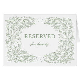 Cartão Casamento floral verde rústico. Placa de reservado