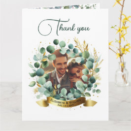 Cartão Casamento FOTO Obrigado Eucalyptus deixa presente