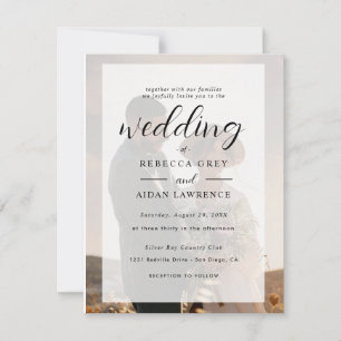 Cartão Casamento Fotográfico com Borda de Ouro Branco e P