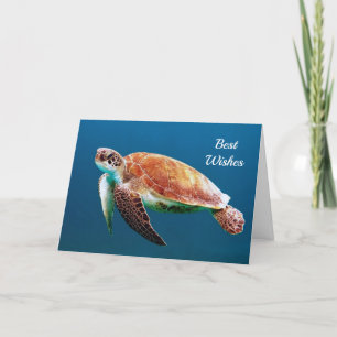 Cartão Casamento Fotográfico no Mar Azul Turtle