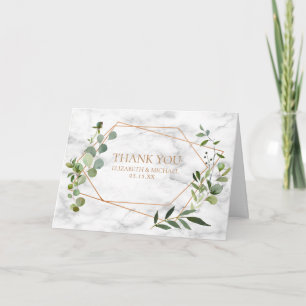 Cartão Casamento Geométrico Eucalyptus Marble De Cobre