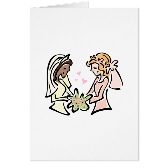 Cartão Casamento lésbica inter-racial (Frente)