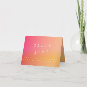 Cartão Casamento Moderno Sunset Ombre Obrigado