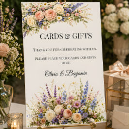 Cartão Casamento no Campo de Flores Silvestres de Luxo