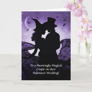 Cartão Casamento no Halloween Love Romance com Witchy