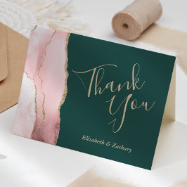 Cartão Casamento Obrigado Esmagando A Dourada Agate Emera