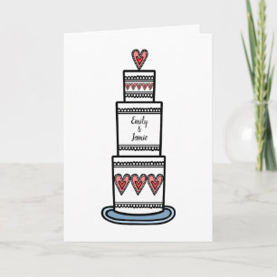 Cartão Casamento Personalizado De Ilustração De Bolo De C