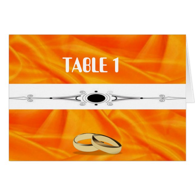 Cartão Casamento Profundo de Seda Laranja (Frente Horizontal)